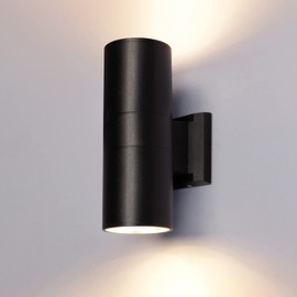 Aplique de pared exterior LED, HORKEY Negro Lámparas de Pared Impermeables IP65 3000K 14W, Aluminio Mate, Para Puerta de Entrada, Patio, Terraza, Pasillo, Porche, Poste, Garaje, Luz Blanca Cálida