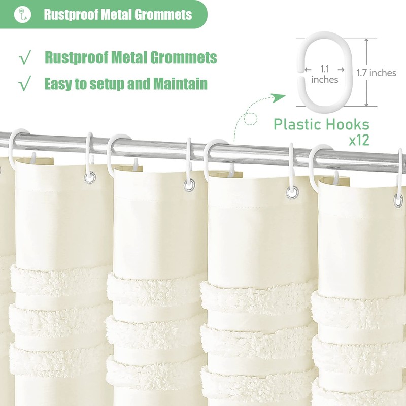 Dynamene Extra Long Shower Curtains, 84 Inches Long Textured Tufted