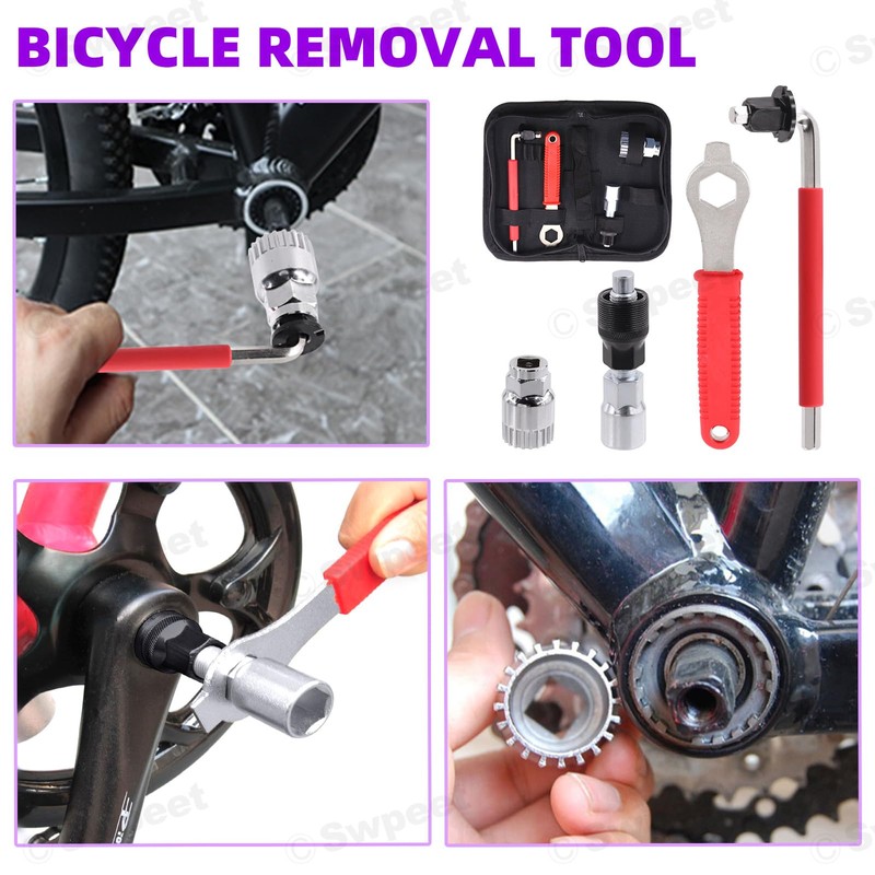 Swpeet 6Pcs Steel Bicycle Repair Tool Kit, Portable Emergency Accessories,