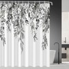 Nuseiis Black and White Eucalyptus Leaves Shower Curtains 72 x