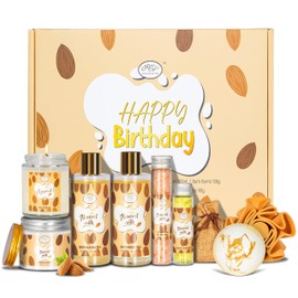 Valentines Day Gifts for Women Spa Gifts Baskets for Women W/Bubble Bath, Bath Salt, Soy Candle, Gifts for Mom Her Female Sister Mother Teacher, Gifts for Women Almond Milk Nourishing Bath & Body Care