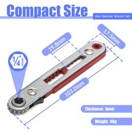 FyMosem 2Pcs Mini Ratchet Screwdriver Wrench Set Elbow Head & Flat Head Ratcheting Screwdriver Handle 1/4" Drive High Torque Offset Reversible Drive Handle for 1/4" Hex Shank Screw Driver Drill Bits