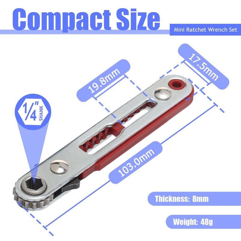 FyMosem 2Pcs Mini Ratchet Screwdriver Wrench Set Elbow Head &