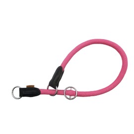 Aiminto Braided Round Martingale Dog Collar, Training Collar with Slidable Stop Ring - Ideal for Large Dogs (L(1/2") - 22" Long, Pink)