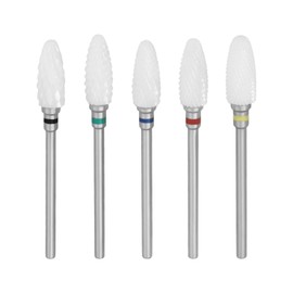 SING F LTD 5PCS Ceramic Drill Bit Length 50.9mm Handle Diameter 3/32 Inch for Acrylic Nails and Electric Nail Files Drill Machine Yellow Red Blue Green Black