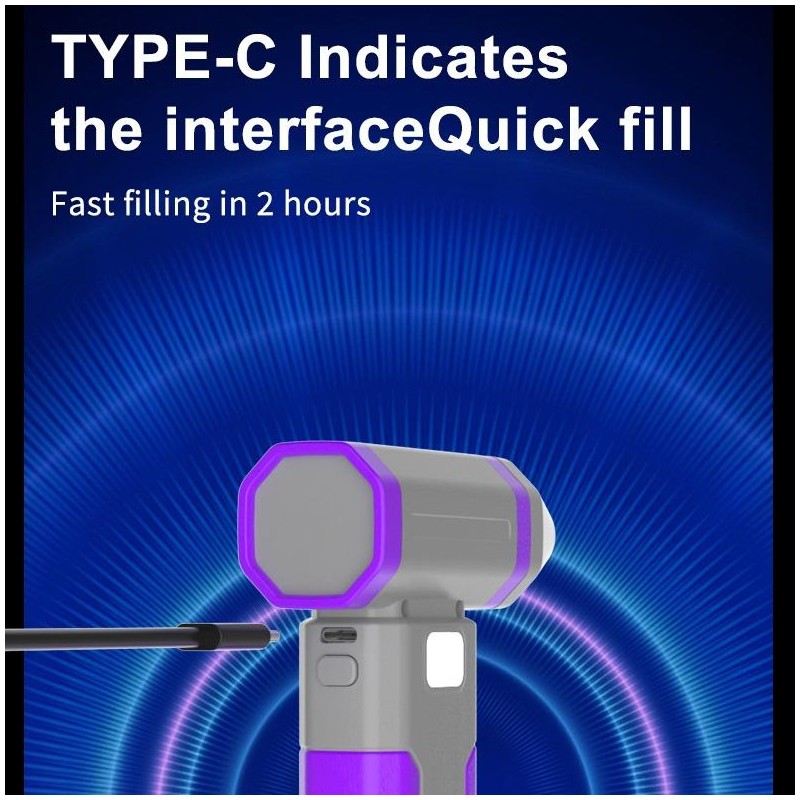 Portable Handheld Turbo Fan, Rechargeable High-speed Fan with LED Lighting,