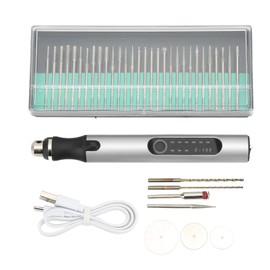 Engraving Pen Portable Wireless Charging 3 Speed DIY Drilling Cutting Grinding Lettering Metal Etching Pen Tool Silver