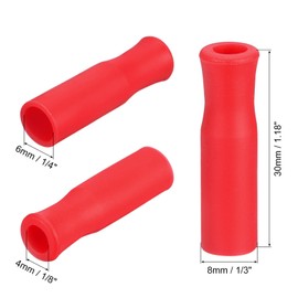 uxcell 10pcs Silicone Straw Tips, Metal Straw Covers, Soft Reusable Straws Tips Fit for 1/4 Inch(6mm) OD Stainless Steel Straws, Red