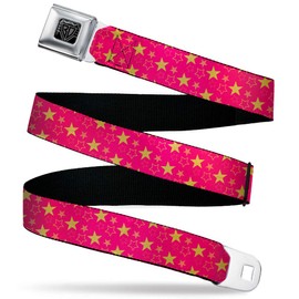 Cinturón de seguridad para hombre, diseño de estrellas, Mini Star Assortment Hot Pink/Pinks/Yellow, 1.0" Wide - 20-36 Inches