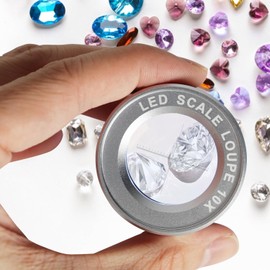 10X Jewelers Loupe Magnifier with LED/UV Lights and Scale, USB Rechargeable Jewelry Loop Magnifier 30mm Triplet Lens Eye Loupe Magnifiying Glass for Diamond, Gemstone, Coins, Stamps, Watch Repair