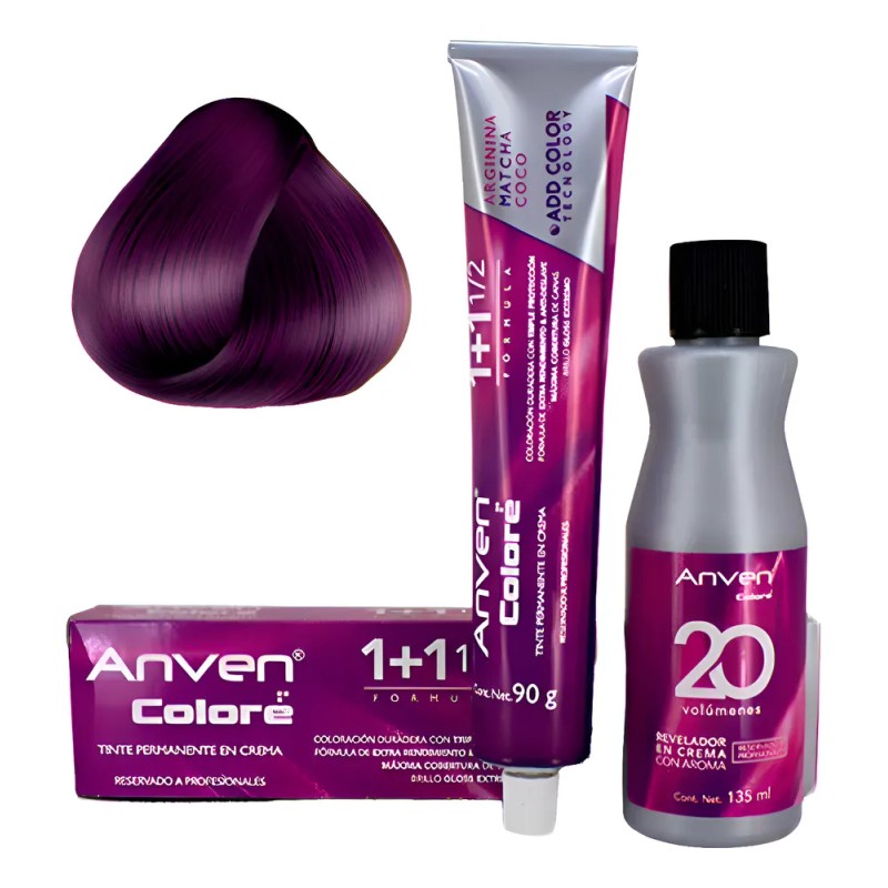 Tinte Anven 6.77 Rubio Obs Violeta Electrico+peroxido 20vol 6.77 Rubio