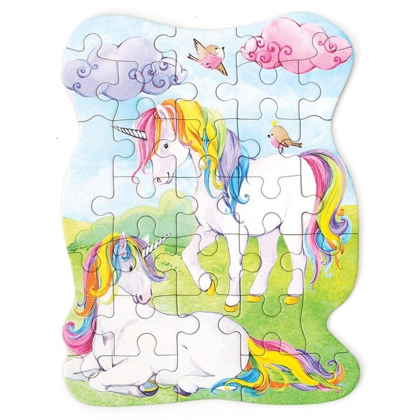 Playhouse Rainbow Unicorns 25-Piece Die-Cut Shaped Mini Puzzle for Girls