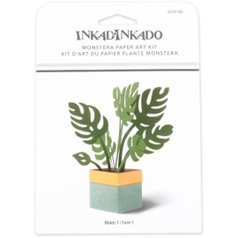 Inkadinkado 62-01186 Monstera Plant Adult's and Kid's Paper Craft Building Kit, 5" Tall, Multicolor, 7 Pieces