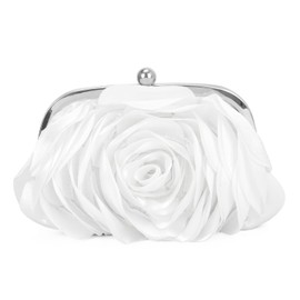 LHHMZ Women Elegant Rose Clutch Bag Floral Satin Clutch Floral Evening Shoulder Bag Wedding Party Clutch
