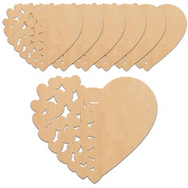 WedDecor 10-Pack Wooden Heart-Shaped Ornaments, Hollow Heart Design & Blank for Personalisation with Hanging Twine – Perfect for Valentine's Day, Weddings, Christmas & Customised Gifts