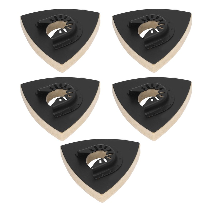 5PCS Wool Polishing Pad with Alloy Steel Base Triangular Felt