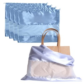 4 Pack Satin Dust Bags for Handbags with Clear Window. Silky Dust Cover for Handbag. Purse Storage Bags. Dustproof Drawstring Bag for Shoes and Boots. (Bright Gray, W19.65"xH15.7")