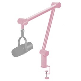 BOMGE Boom Arm Mic Stand - Adjustable Heavy Duty Suspension Boom Scissor Arm Stand with Cable Management Channels, Desk Clamp for Podcasts, Streaming, Gaming, Home Office, Recording (Pink)