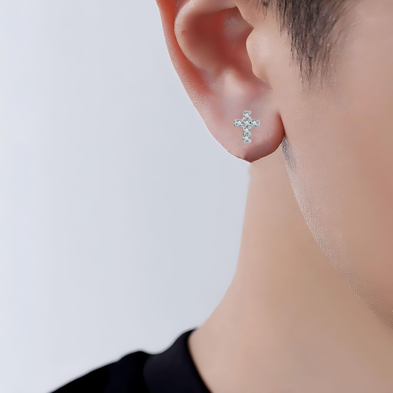 HinDaLi 2 Pairs 925 Sterling Silver Cross Stud Earrings for