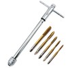 QISF Adjustable T-Handle Ratchet Tap Holder Wrench Set + 5Pcs