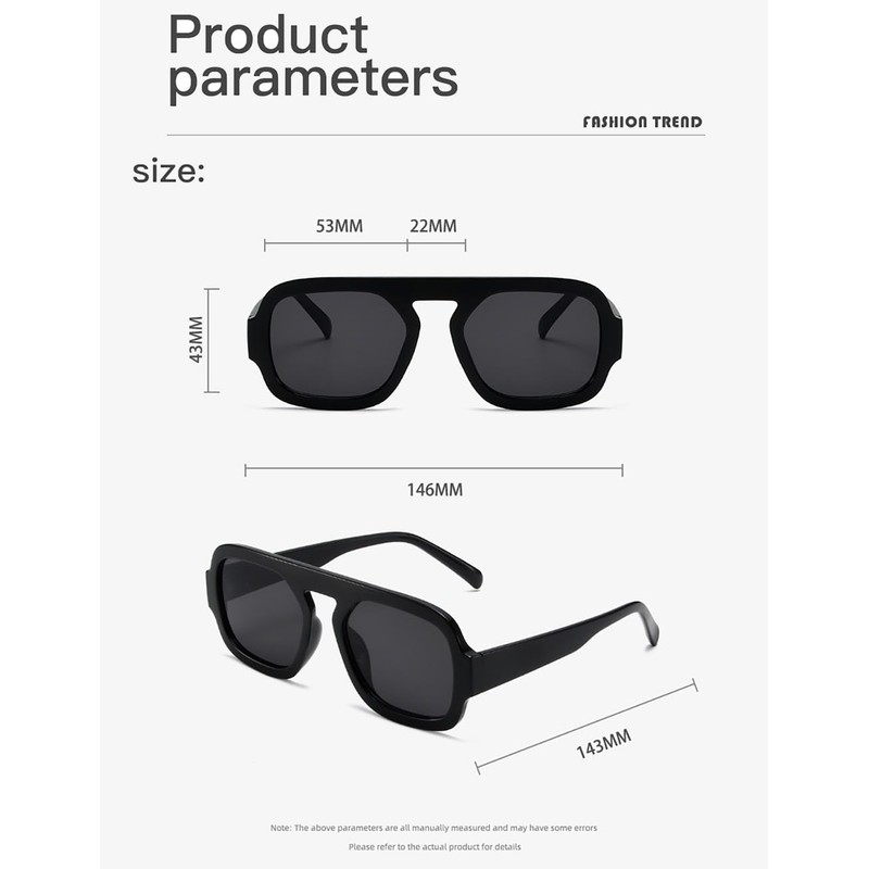 GOBIGER Retro Aviator Sunglasses for Women Men Square Trendy Vintage