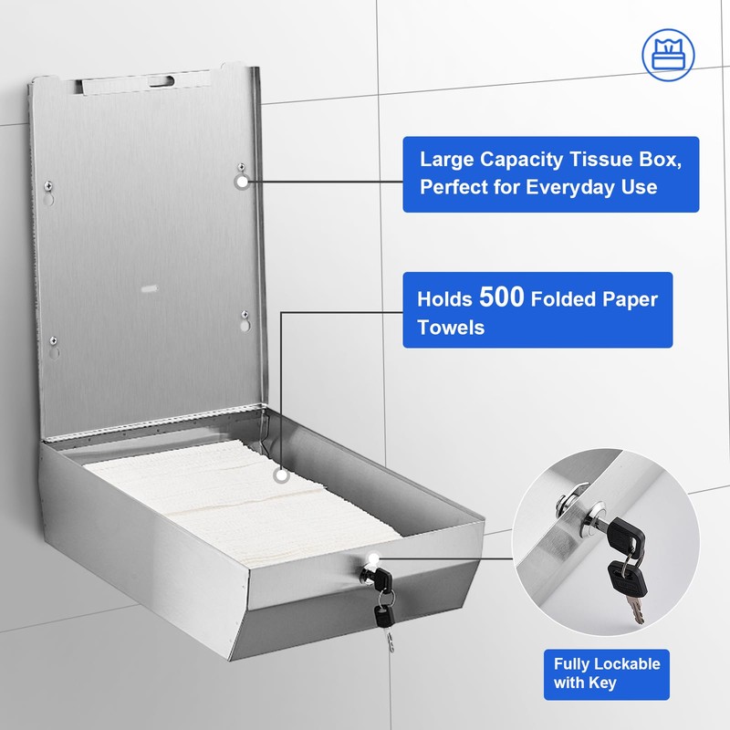 304 Stainless Steel Paper Towel Dispenser Wall Mount