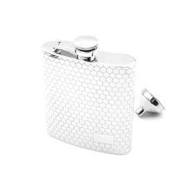 iSavage 8oz Hip Flask with Beehive Engraved Design with a Funnel 18/8 Stainless Steel-YM130