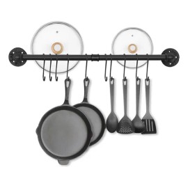 Estante Cocina Colgar Sartenes De Ollas Colgante Industrial Negro