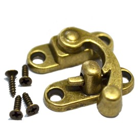 5 Pcs Vintage Hook Hasp Bronze Swing Lock Clasp Decorative Antique Right Latch Toggle Snap Closure with Screws for Jewelry Case Gift Wood Box Crafting Chest Suitcase (Length:1-1/8", Width:1-3/8")