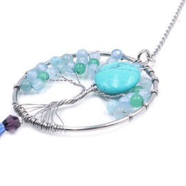 Tiardey Hanging Crystals Rainbow Wind Chime Pendant - Life Tree Crystal Pendant Rainbow for Window, Garden, Home Decoration - Blue