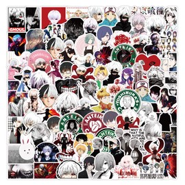 Anime Tokyo Ghoul Sticker Pack 50pcs, Vinyl Sticker for Water Bottles Laptop Skateboard Notebook, Gift for Adults Kids Teens