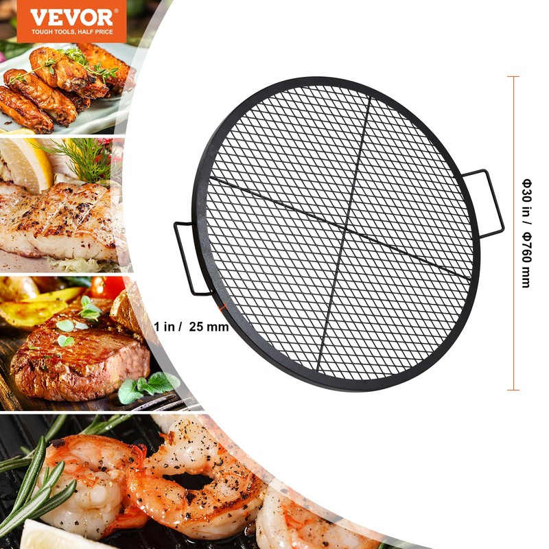 VEVOR X-Marks Fire Pit Grill Grate, Round Cooking Grate, Heavy