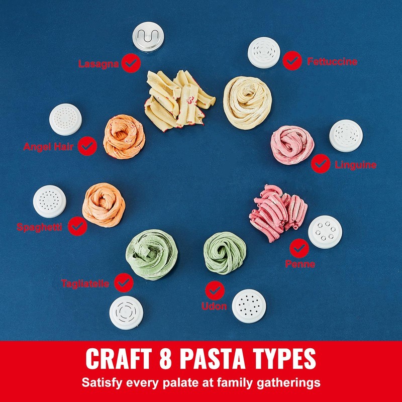 Happybuy Electric Pasta Maker, 150W Automatic Noodle Machine with 8