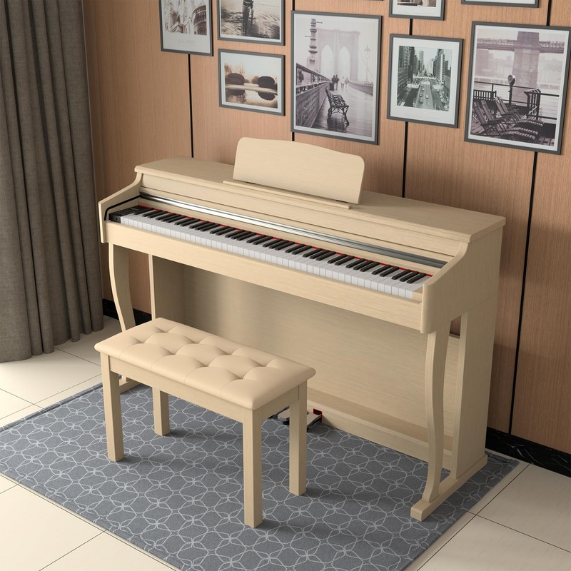ZHRUNS Duet Piano Bench Wooden Keyboard Bench with Storage Compartment,
