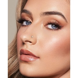 COCHARM 14K Solid Gold Bone L Bend Nose Stud 22g 18g 20g 1.5mm 2mm 3mm CZ Yellow Gold Nose Ring Stud Press Fit Nose Pin S Screw 14K Real Gold Nose Piercing 22g 20g 18g Nose Jewelry, 2mm CZ-18g-Bone,