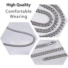 SUNSH Mens Cuban Link Chain Necklace for Boyfriend Silver Stainless Steel Necklace Hip Hop Father's Day Anniversary Birthday Jewelry for Men Birthday Christmas Gift To My Husband Boyfriend 6mm 22 Inch