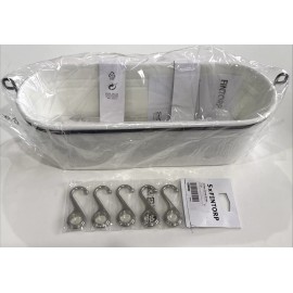 IKEA FINTORP Condiment stand, white 14 5/8 " + 5 Hooks Silver 3" NEW