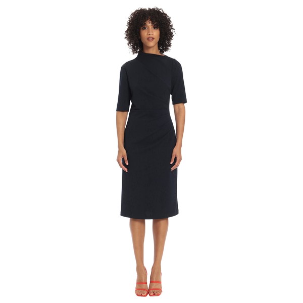 Maggy London womens Side Pleat With Asymmetric Neck and Elbow