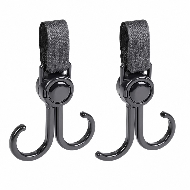 Stroller Hooks for Bags & Accessories – 360° Rotating Double