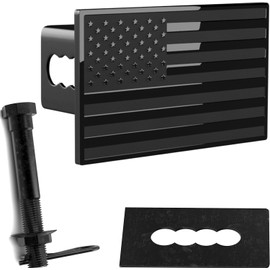 eVerHITCH US American Flag Emblem Metal Trailer Hitch Cover Plug (Fits 2" Receivers, Black)