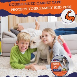 Eterart Double Sided Carpet Tape Heavy Duty for Area Rugs,Tile Hardwood Floors,Over Carpet,Rug Tape High Adhesive and Removable,Strong Sticky Tape,Residue Free,2 Inches x 10 Yards,White