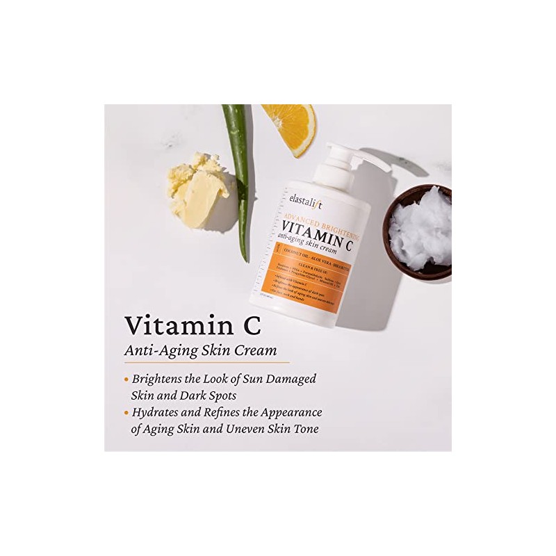 Elastalift- Crema iluminadora facial y corporal con vitamina C, loción