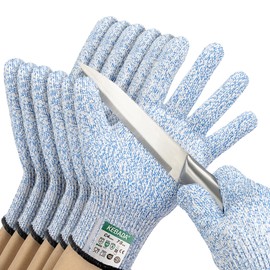Kebada Cut Resistant Gloves, 100% Food Grade Cutting Gloves, ANSI A4 Protection Anti Cut Gloves; Glass-Free and Steel-Free, Level 5 Knife Gloves C4, 3 Pairs, Large