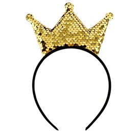 WLLHYF Sequins Crown Headband, Glitter Crowns Hair Band Gold Hair Hoop Hair Accessories for Girls Women Birthday Christmas Party