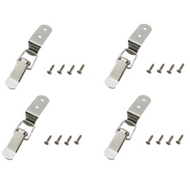 KKUANG 4 Sets 90 Degree Curved Hook Without Locking Hole Spring Locking Buckle with Screws Silver Stainless Steel Latch Cabinet Latch Hardware Corner Latch Suitable for Window and Box