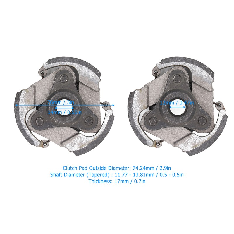 3pcs Clutch Pad Assembly Aluminium Clutch Replacement Pad for Quad