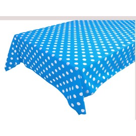 Backdrop King Inc, Square Polka Dot Poly Cotton Tablecloth. (White Dot on Turquoise, 54" x 54" Square)