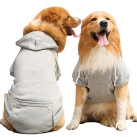 Dog Hoodie Pet Clothes Dog Hoodies with Pocket Basic Hoodie Sweater for Small Medium Large Dogs Grey M