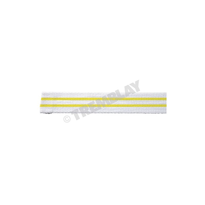 Tremblay Judo Belt Roll 25m White with 2 Yellow Lines