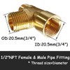 Uenede 2PCS Brass Tee Pipe Fitting 1/2" NPT Male x